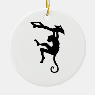 Monkey Silhouette Ceramic Tree Decoration