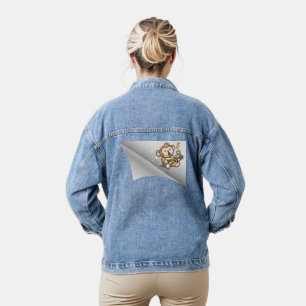 monkey sing under the patch denim jacket