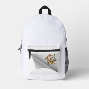 monkey sing under the patch printed backpack