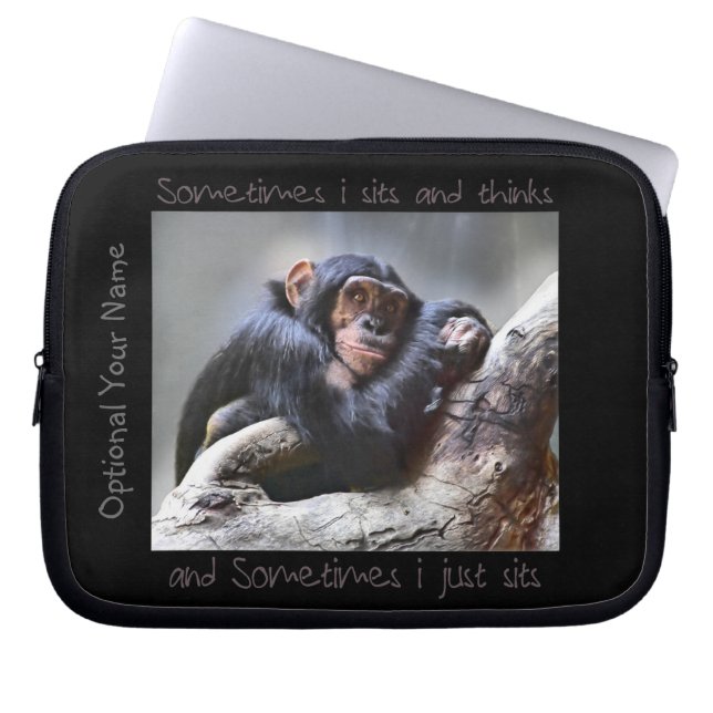 Monkey Sits Laptop Sleeve (Front)