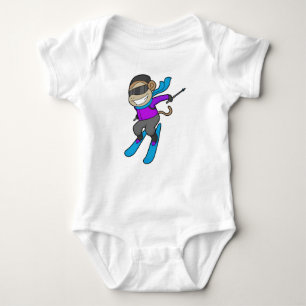 Monkey Skier Ski Baby Bodysuit