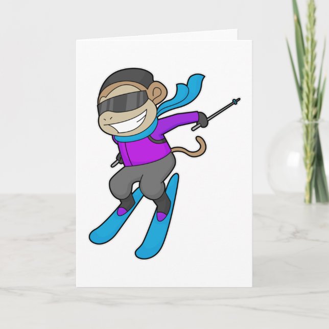Monkey Skier Ski Card (Front)