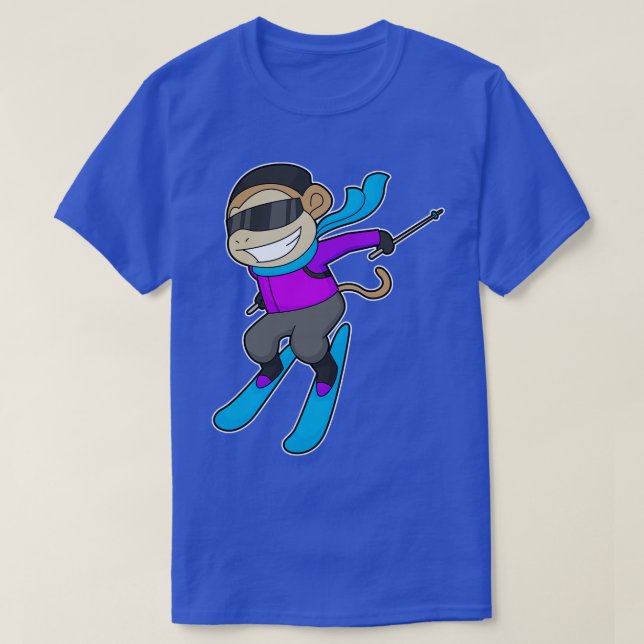 Monkey Skier Ski T-Shirt (Design Front)