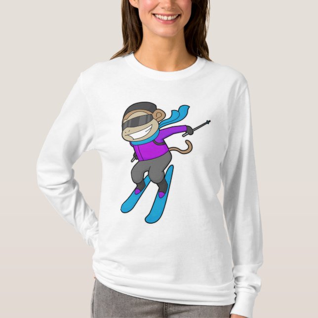 Monkey Skier Ski T-Shirt (Front)