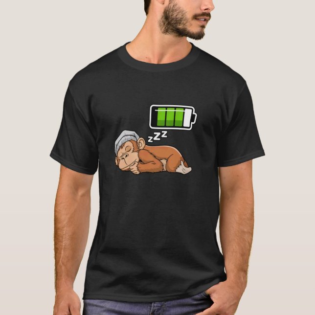 Monkey Sleeping Recharging Night Bedtime T-Shirt (Front)