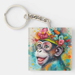 Monkey Smiling Key Ring