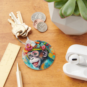 Monkey Smiling Key Ring