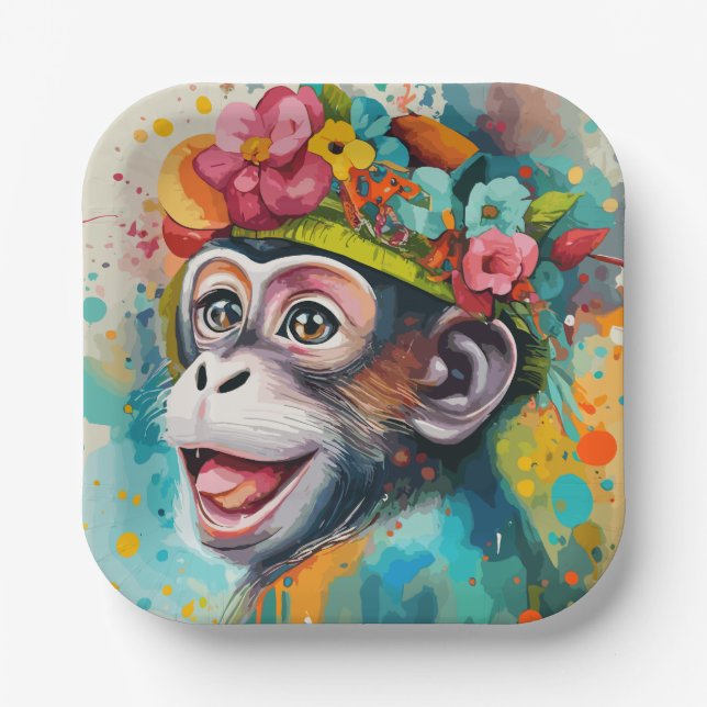 Monkey Smiling Paper Plate (Front)
