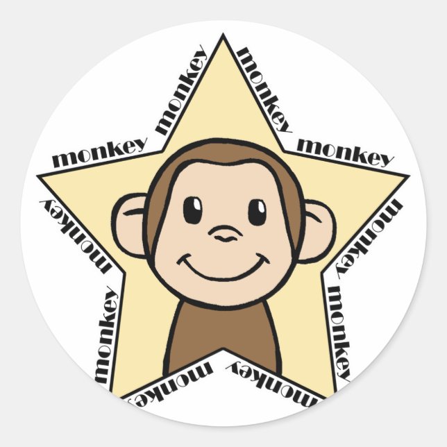 Monkey Star Classic Round Sticker (Front)