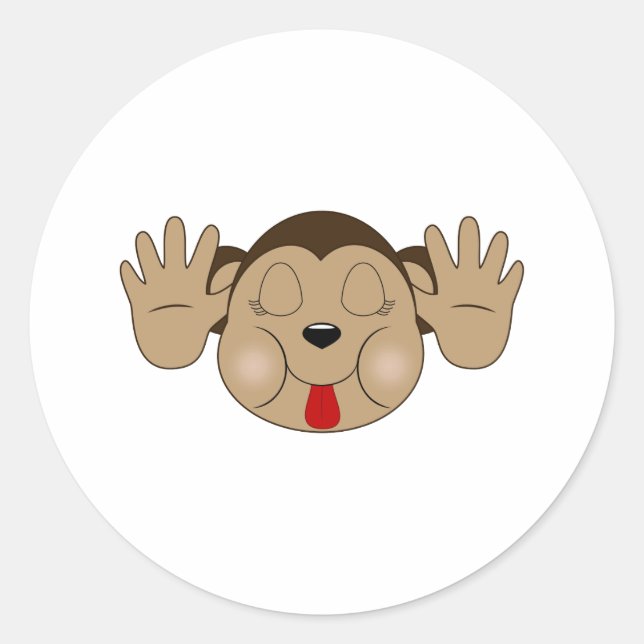 Monkey Sticking Out Tongue Classic Round Sticker (Front)