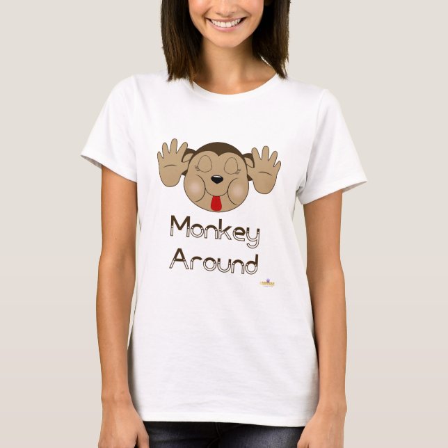 Monkey Sticking Out Tongue Monkey Around T-Shirt (Front)