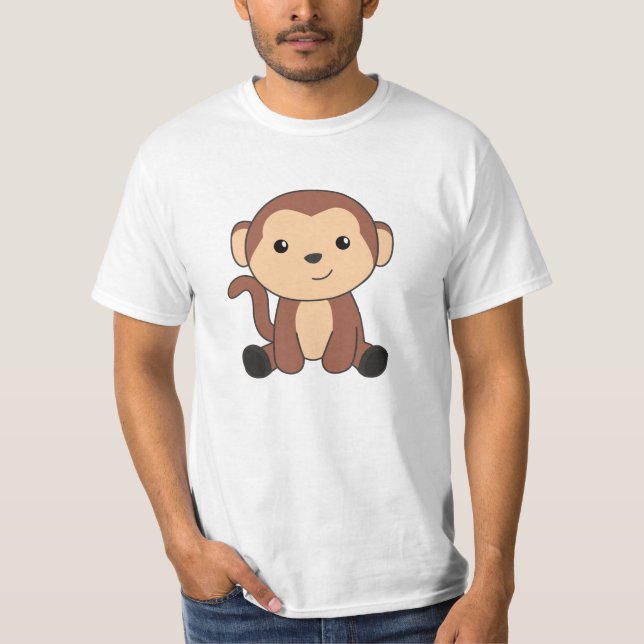 Monkey Sweet Animals In The Jungle Funny Monkeys T-Shirt (Front)