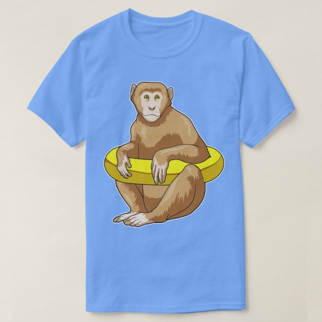 Monkey Swimming Lifebuoy T-Shirt (Design Front)