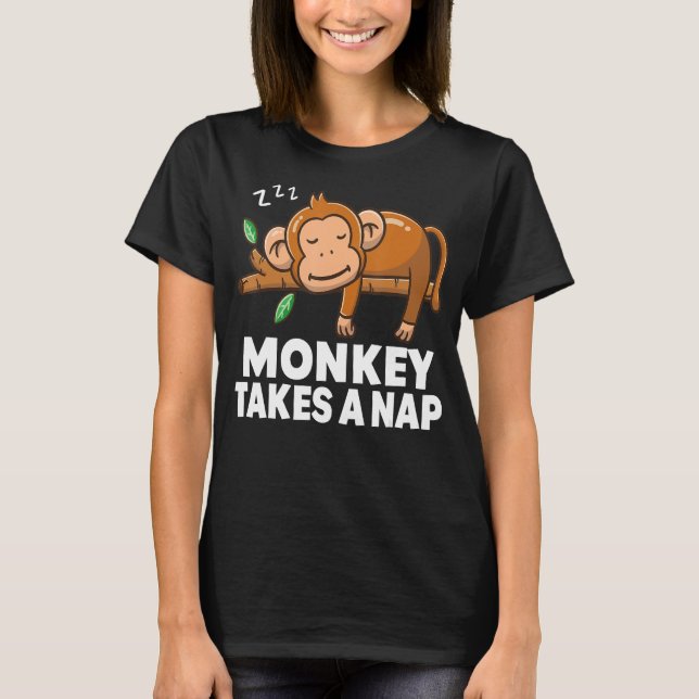 Monkey Takes A Nap  Monkey Pajamas Circus Monkey T-Shirt (Front)