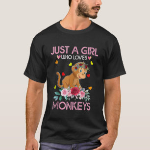 Monkey Tee For Women Kids Just A Girl Who Loves Mo