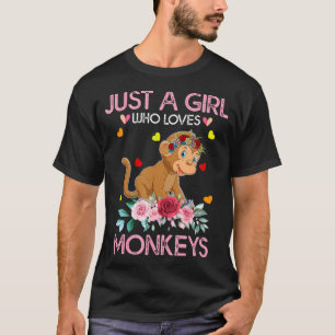 Monkey Tee For Women Kids Just A Girl Who Loves Mo