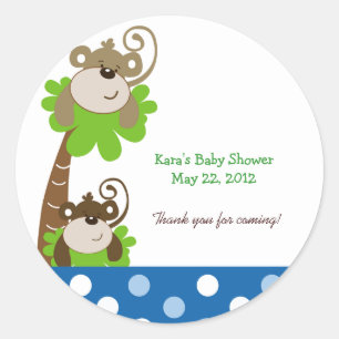 MONKEY TIME (BLUE) Custom Favour Sticker