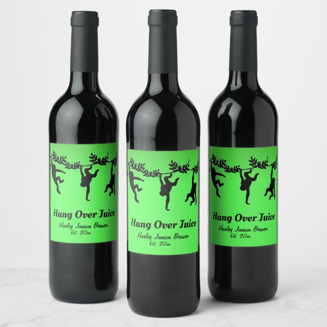 Monkey Troop Gag Name 3 Lines Text Wine Label (Bottles)