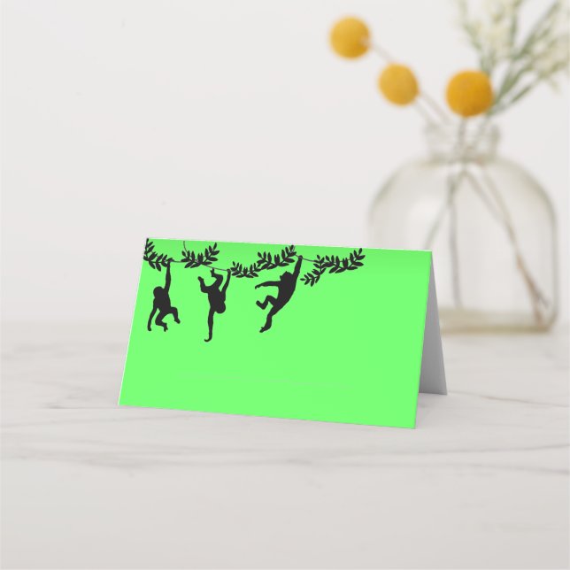 Monkey Troop Hanging Around Lined Place Card (Front)
