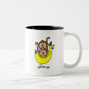 Monkey Twin Boy and Girl Tshirts and Gifts Two-Tone Coffee Mug