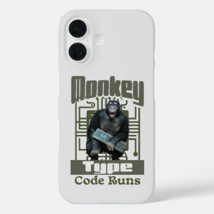 Monkey Type, Code Runs Funny Full-Stack Developer  iPhone 16 Case