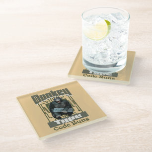 Monkey Type, Code Runs Funny Full-Stack Developer Glass Coaster