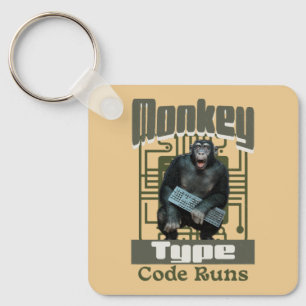 Monkey Type, Code Runs Funny Full-Stack Developer Key Ring