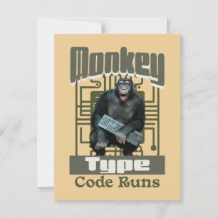 Monkey Type, Code Runs Funny Full-Stack Developer Postcard