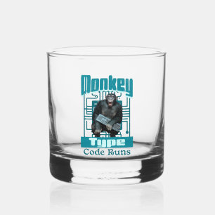 Monkey Type, Code Runs Funny Full-Stack Developer Whiskey Glass