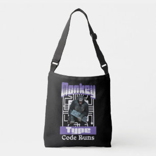 Monkey Typing Code Runs Programmer Humour Crossbody Bag