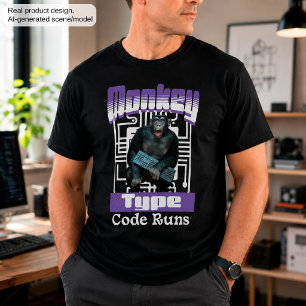 Monkey Typing Code Runs Programmer Humour T-Shirt