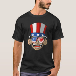 Monkey Us Patriotic Uncle Sam July 4th America Fl T-Shirt