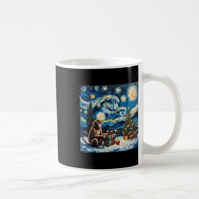 Monkey Van Gogh Style Starry Night Christmas Winte Coffee Mug (Right)