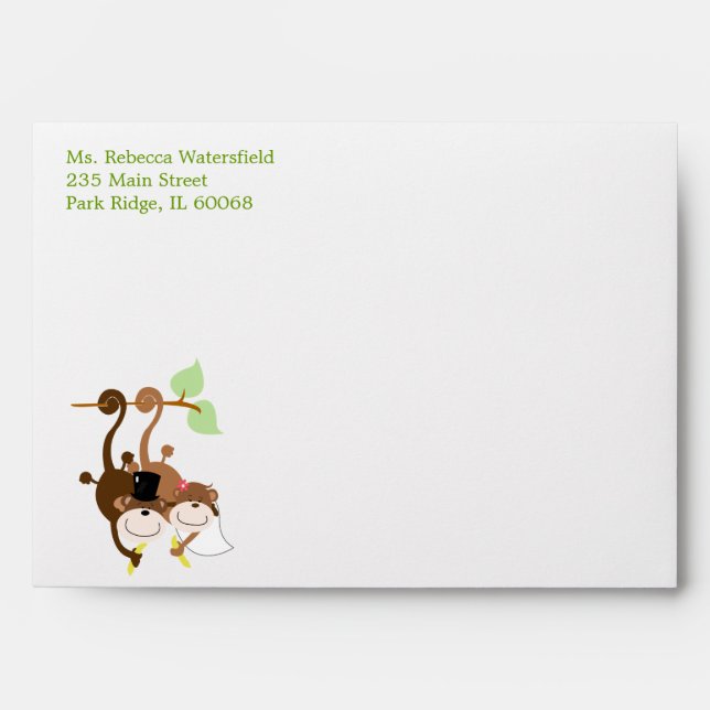 Monkey Wedding Couple 5x7 Invitation size Envelope (Front)