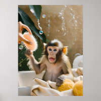 Monkey Whimsical Art Poster Gift for Her