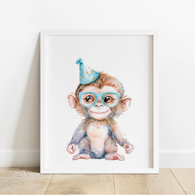 Monkey Wild Safari Animals Birthday Party Poster (Creator Uploaded)