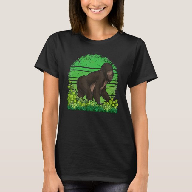 Monkey  Wildlife Gorilla  Ape Retro Gorilla T-Shirt (Front)