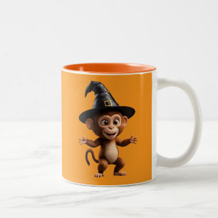 Monkey Witch Wizard Two-Tone Coffee Mug