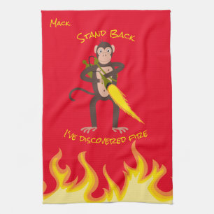Monkey With a Flamethrower Tea Towel