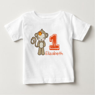 Monkey With A Flower Cute Kawaii Birthday Baby T-Shirt
