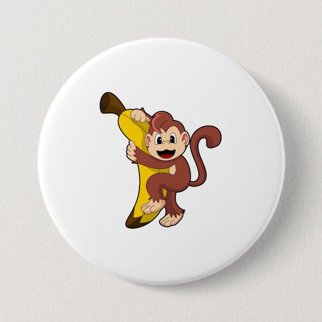 Monkey with Banana (1).PNG 7.5 Cm Round Badge (Front)
