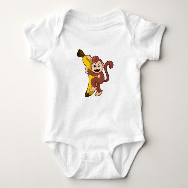 Monkey with Banana (1).PNG Baby Bodysuit (Front)