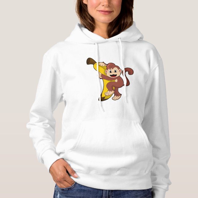 Monkey with Banana (1).PNG Hoodie (Front)