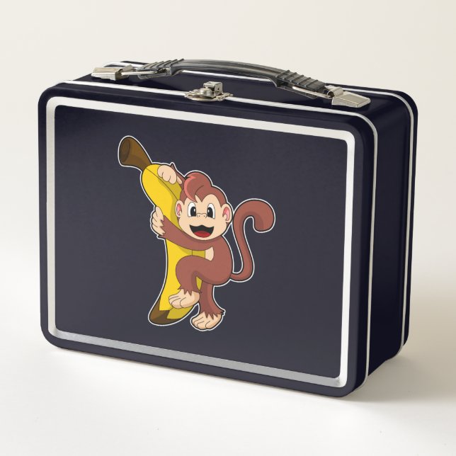Monkey with Banana (1).PNG Metal Lunch Box (Front)