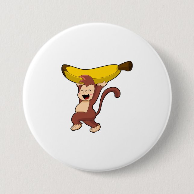 Monkey with Banana 7.5 Cm Round Badge (Front)