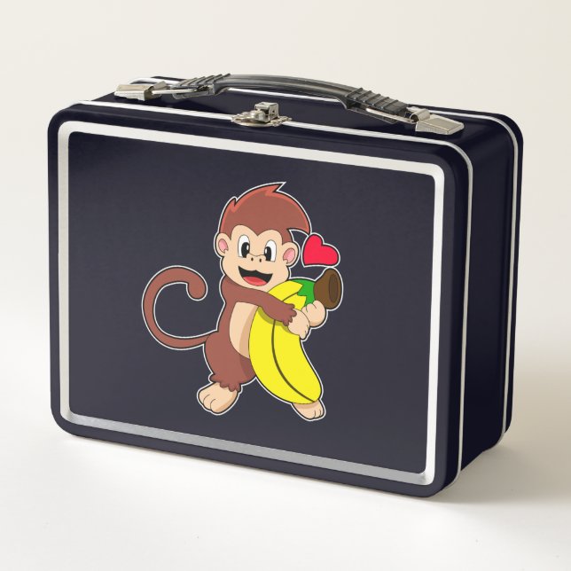 Monkey with Banana Metal Lunch Box (Front)