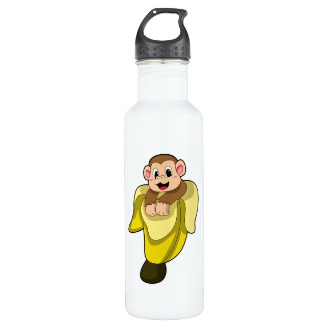 Monkey with Banana peel 710 Ml Water Bottle (Front)