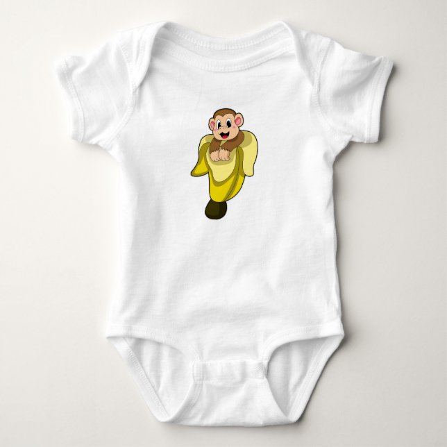Monkey with Banana peel Baby Bodysuit (Front)