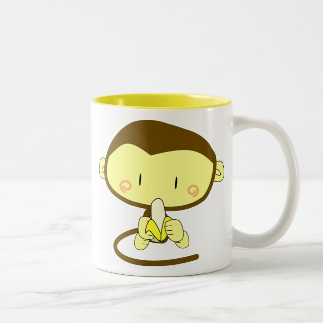 Monkey with Banana Two-Tone Coffee Mug (Right)