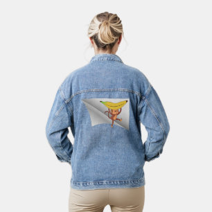 monkey with banana under the patch denim jacket